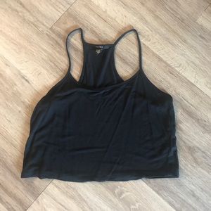 Black Cropped Racer Back Tank
